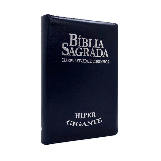 Bíblia Sagrada Letra Hipergigante RC Harpa E Corinhos Zíper Preta - Livraria Zion