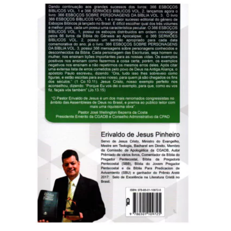 Livro 366 Esboços Sobre Personagens Da Bíblia Volume 3 - Erivaldo De Jesus